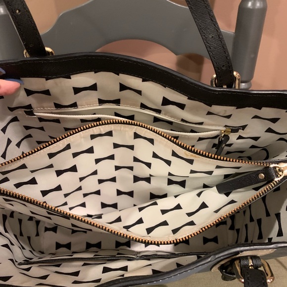 Kate Spade handbag, pale blue with dark navy strap and handles. Slightly used. - Picture 3 of 4